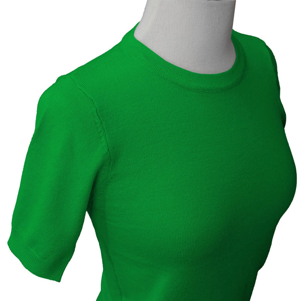 bright green short sleeve crewneck sweater
