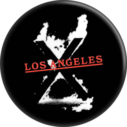 1 1/4” round pinback button of the cover of the album “Los Angeles’’ by the band X
