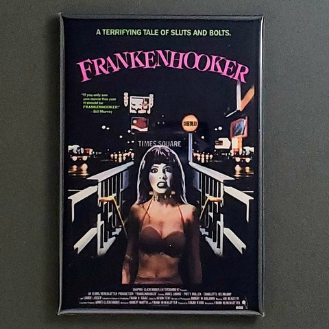 Rectangular magnet with poster art for the 1990 movie Frankenhooker