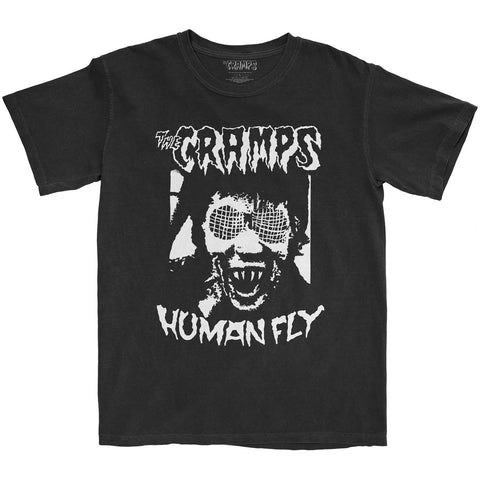 The Cramps "Human Fly" screenprint in white on a black soft-style cotton unisex/guy's fit t-shirt