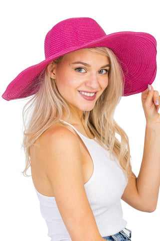 broad 6” brimmed sun hat in hot pink