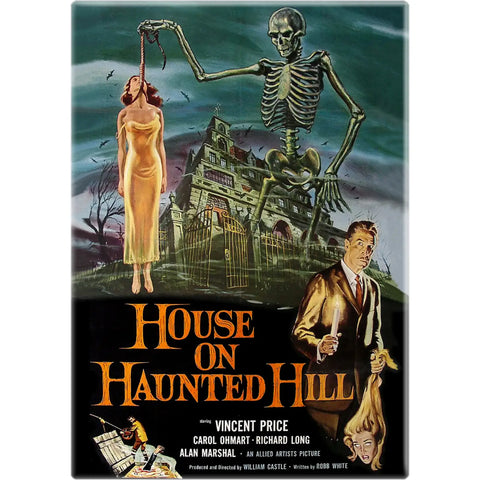 magnet with art from the poster for the classic 1959 Vincent Price horror movie House on Haunted Hill
