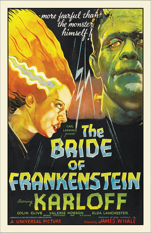Rectangular 11” x 17” Bride of Frankenstein movie poster