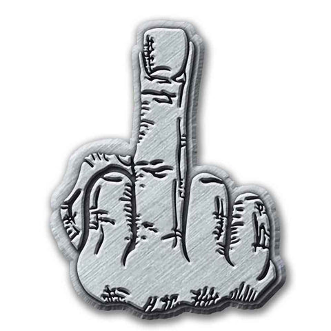 hand with middle finger up die-cast silver metal pin