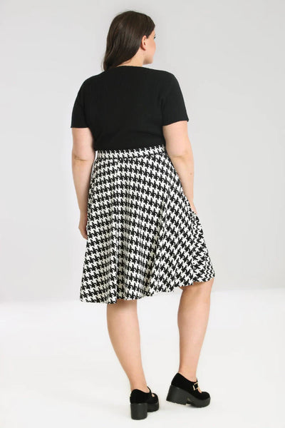 Blake Houndstooth Print Swing Skirt by Hell Bunny