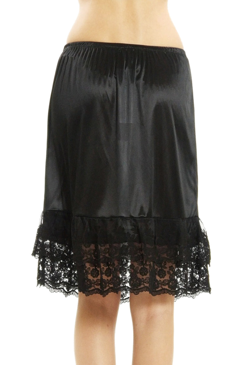 Jupon Mi-long JC Penney Adonna - Dentelle Noire, Superposée, Taille M - Vintage - Excellent état