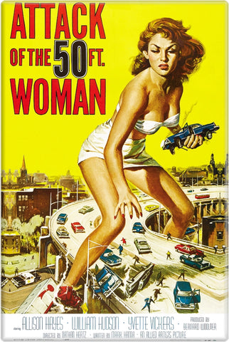2” x 3” magnet of the classic 1958 sci-fi movie<i data-mce-fragment="1"> Attack of the 50 Foot Woman </i>illustrated color original release poster art