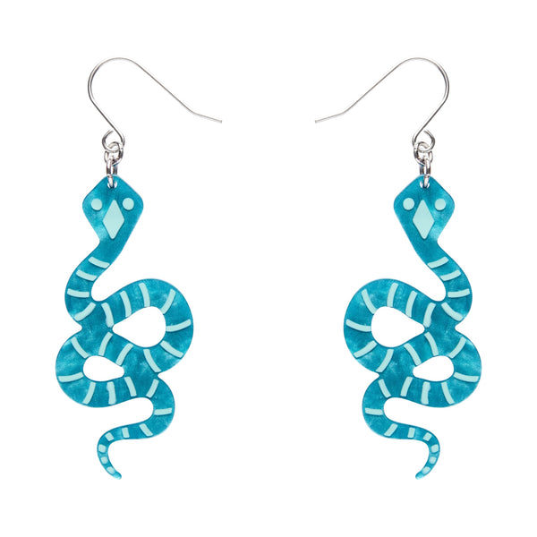 pair Untamed Elegance Essentials Collection snake dangle earrings in blue green 100% Acrylic resin