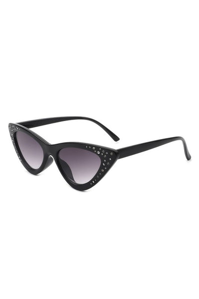 black cat eye sunglasses embellished with sparkly rhinestones