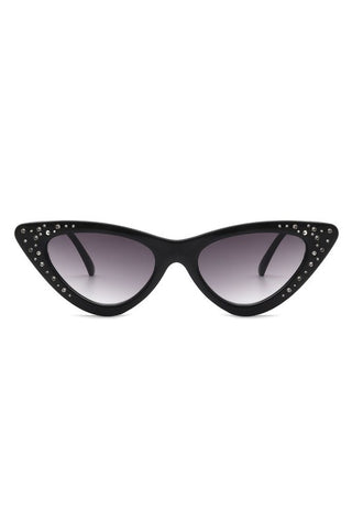 black cat eye sunglasses embellished with sparkly rhinestones