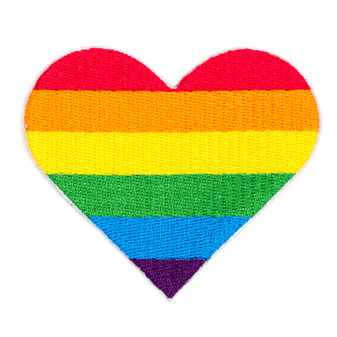 Rainbow stripe Pride heart embroidered patch