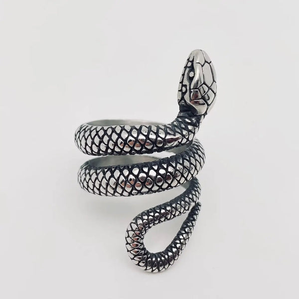 stainless steel snake wraparound ring