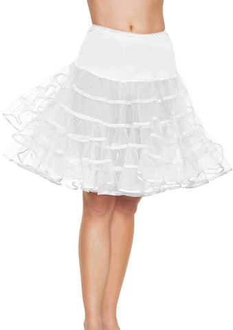 26" length fluffy layered tulle crinoline petticoat in white
