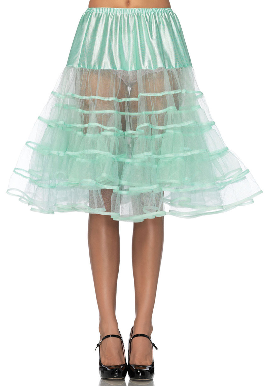 26" length fluffy layered tulle crinoline petticoat in mint green