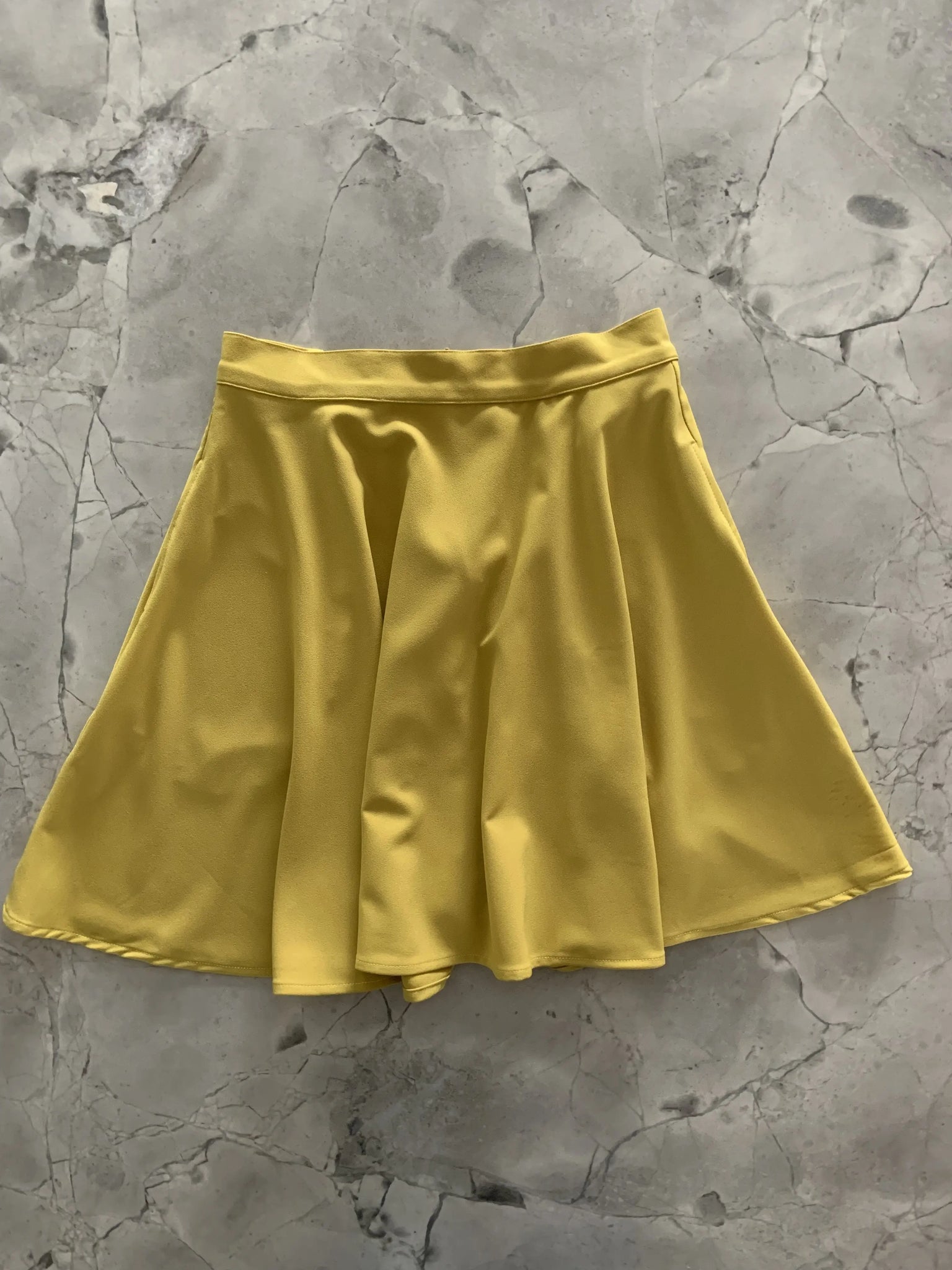 A skater style skirt in chartreuse 
