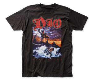 A black t shirt with an image from Dior’s Holy Diver album in color 