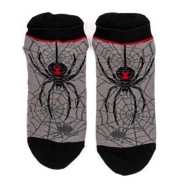 Black Widow Spider and webs design on soft stretch cotton blend ankle socks
