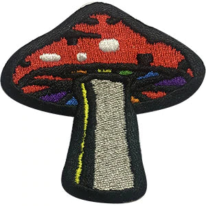 Embroidered rainbow mushroom patch 