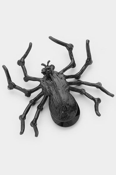 Jeweled Black Spider Brooch