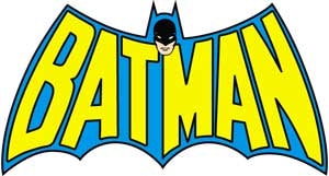 Blue and yellow comic book Batman logo die-cut vinyl sticker