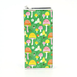 Mushroom wallet with green background