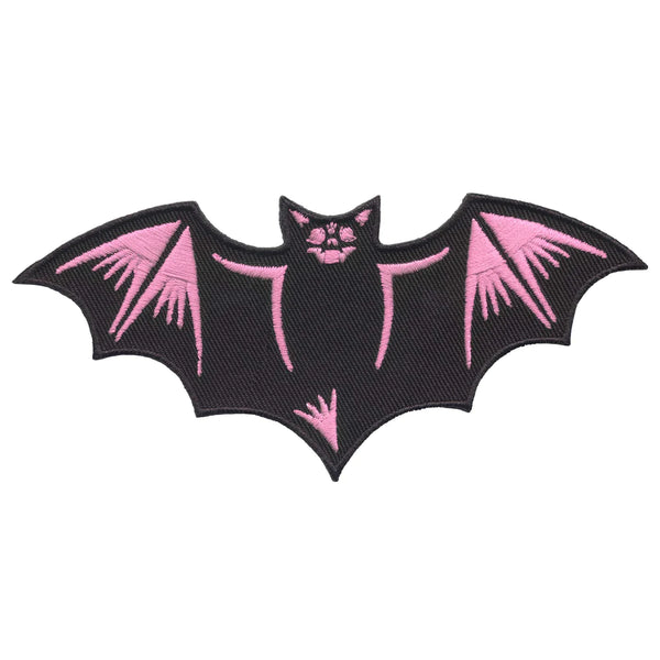 Nokturnal Bats black & pink embroidered patch