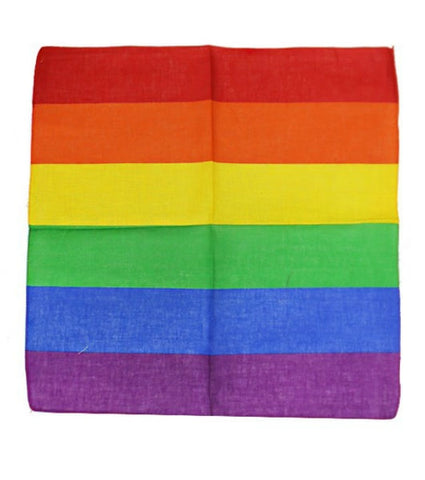 20" x 20" cotton bandana in wide rainbow stripe