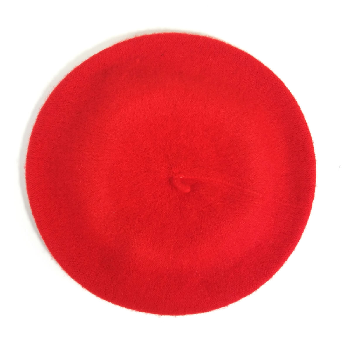 11" diameter "French" style wool blend knit beret in solid bright red