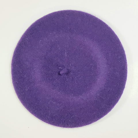 11" diameter "French" style wool blend knit beret in dark purple