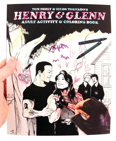 "Henry & Glenn Adult Activity Book" by Tom Neely white paperback book with color illustration