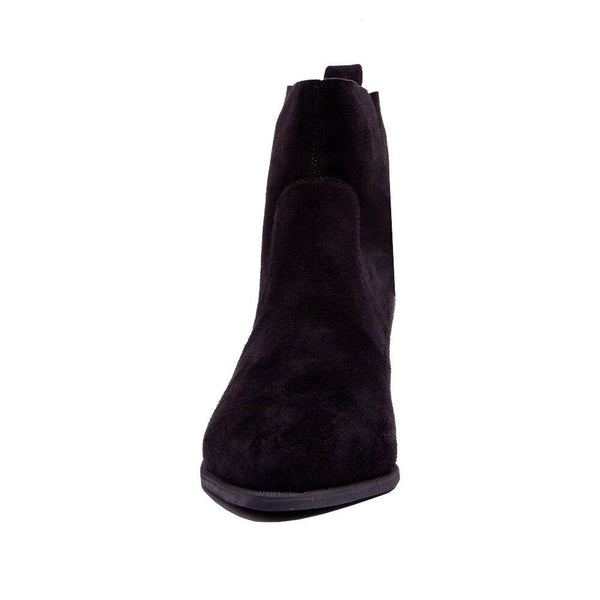 pointed toe black faux suede ankle boot