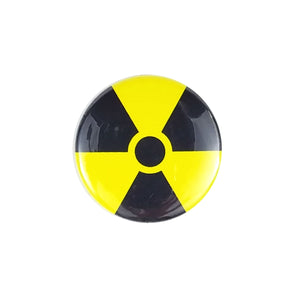 yellow and black radioactive symbol 1.5" round magnet