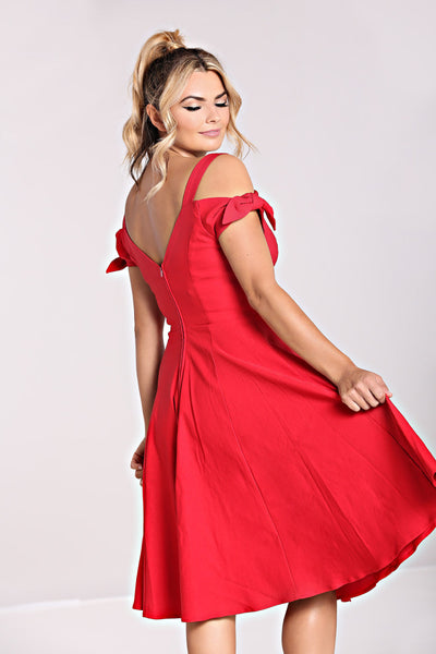 Nancy Fit & Flare Dress in Red by Hell Bunny