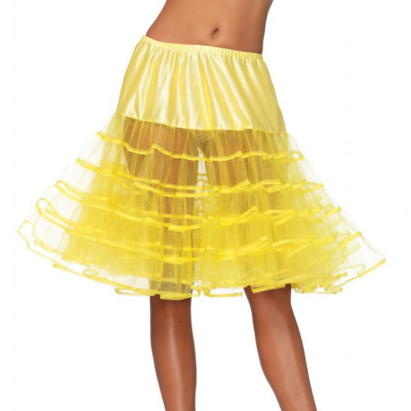 26" length fluffy layered tulle crinoline petticoat in bright yellow