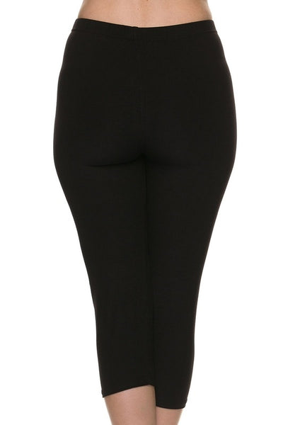 high-waist capri length leggings in basic black, shown back view on model
