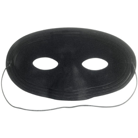black flocked plastic shaped mask with elastic strap
