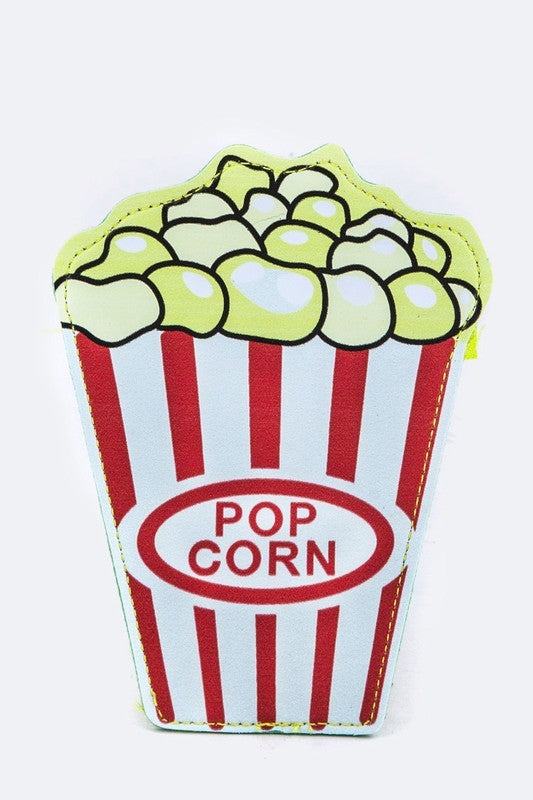 red-white stripe popcorn box shaped novelty coin purse with zip closure