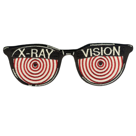 Classic novelty x-ray vision specs 5.25" x 1.75" red, white, black embroidered patch