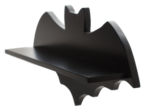 14" black MDF construction bat-shaped wall- mount shelf
