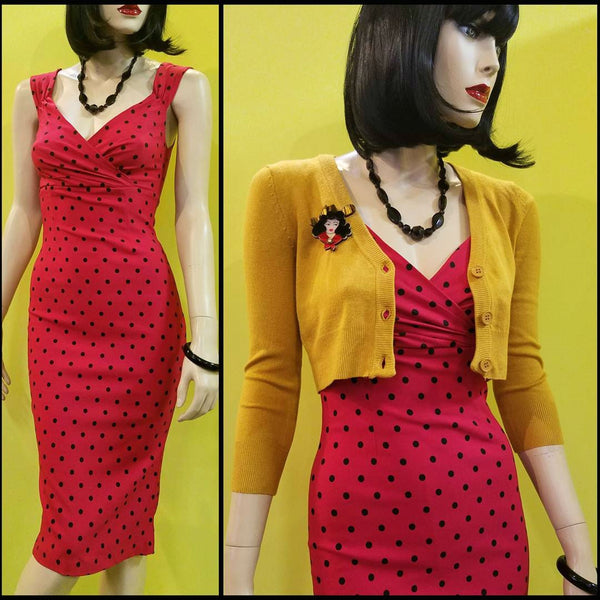 Polka Dot Diva Dress in Red & Black by Steady Clothing - Size M