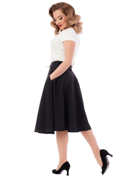 High-Waisted Thrills Skirt with Pockets in Black by Steady Clothing