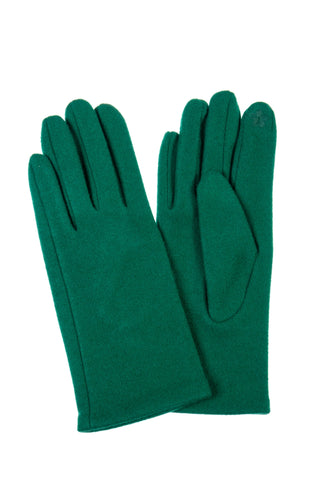 pair vintage-style ponte knit gloves in hunter green with pointer finger and thumb texting capabilities