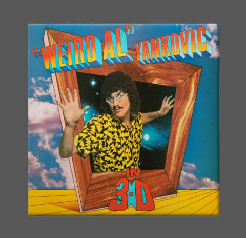 Square magnet with art from Weird Al’s “In 3D”