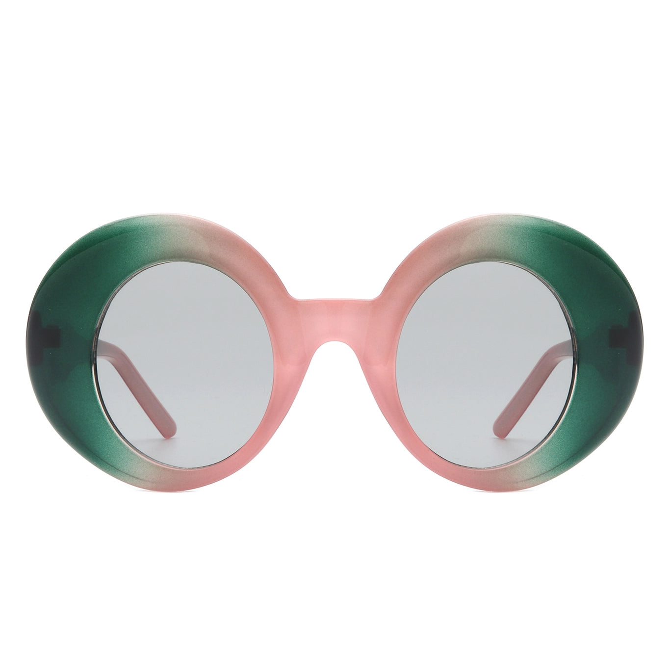 Thick Frame Round Sunglasses - Pink & Green Gradient