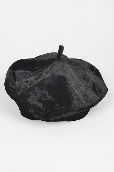 "French" beret in soft black velvet