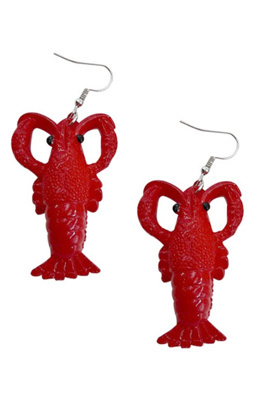 Red acrylic lobster dangle earrings