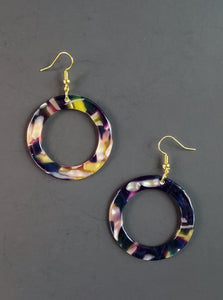 Multicolored Acrylic Drop Hoop Earrings