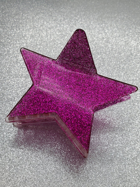 Star Hair Clip - Magenta Glitter