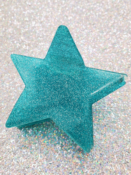 Star Hair Clip - Blue Glitter