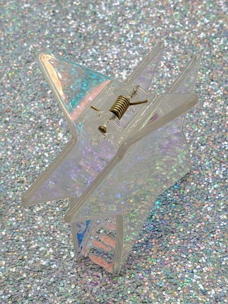 Star Hair Clip - Clear Iridescent